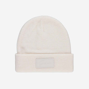 Leather Patch Wool Beanie