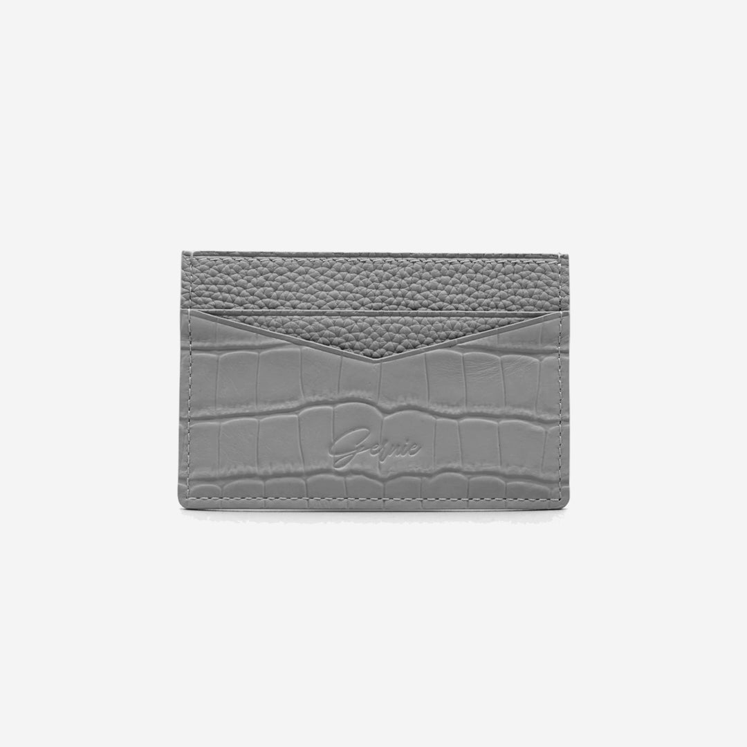 Glazed Crocodile Card Case: Grey