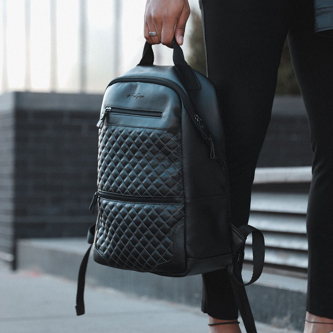 Leather 2024 quilted backpack