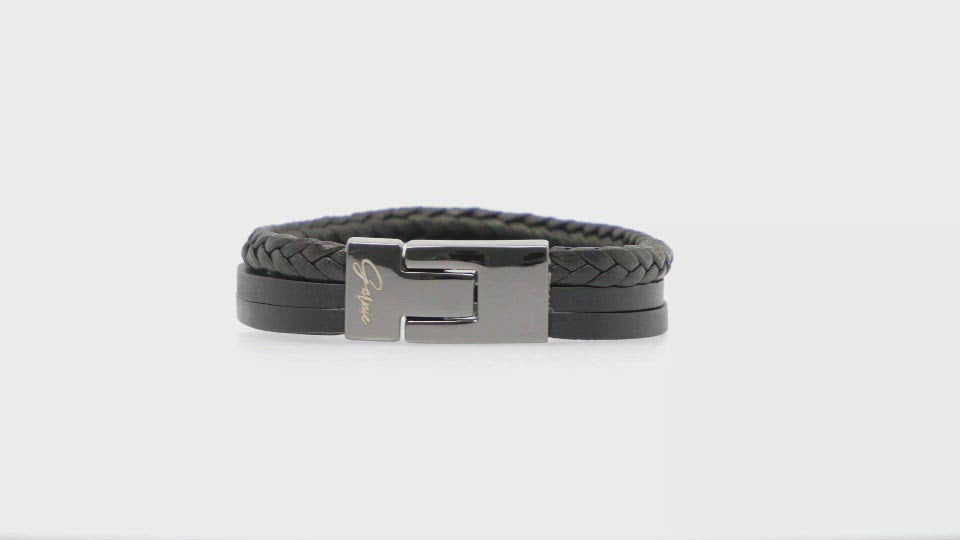 Leather Bracelet Italian NYC - | Gernie Collection Black Montebello Men\'s